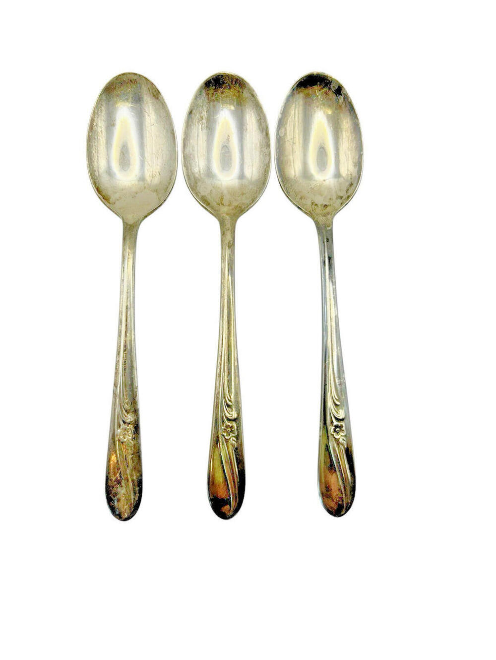 International Silver Vintage Meadow Flower Silverplate Demitasse Spoons 3 pcs